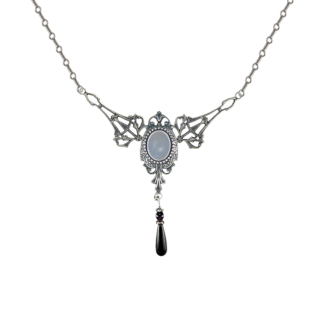 Sterling Silver Victorian Necklace With Chalcedony